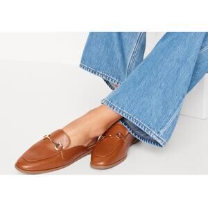 Old Navy Cognac Brown Faux-Leather Loafer Mule Shoe